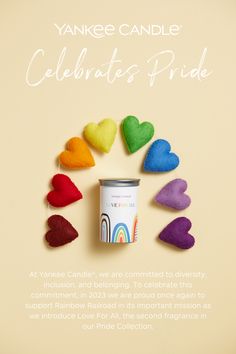 the yankee candle celebrates pride with rainbow hearts