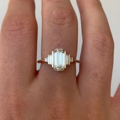 Geometric Emerald Cut Diamond Engagement Ring – ARTEMER Dream Wedding Ring, Vogue Vintage, Emerald Cut Diamond Engagement Ring, Emerald Cut Diamond Engagement, Antique Engagement Ring, Vintage Engagement Ring, Emerald Engagement Ring Cut