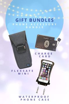 the gift bundle includes an iphone, charge card, waterproof phone case and more