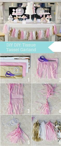 instructions to make tissue tassel garlands for a wedding or special occasion - so cute