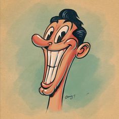 a caricature of a man's face with an open mouth and tongue