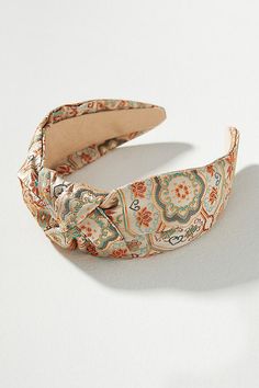 Polyester, plastic Imported | Everly Printed Knot Headband by Anthropologie in Beige, Women's, Polyester/Plastic Tat Rings, White Hair Accessory, Designer Headbands, Vintage Headbands, White Headband, Latest Hairstyles, Knot Headband, Green Hair, Hair Accessories Headbands