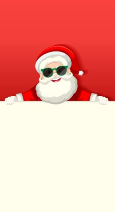 santa claus holding up a sign with sunglasses on