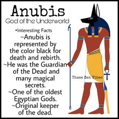 anubis is represented by the color black for he was the egyptian god and many magic