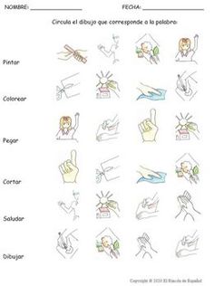 the spanish language worksheet for children to learn how to draw hands and fingers