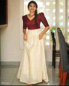 Comment YES to buy ♥️ Kerala Skirt And Top Designs, Kerala Style Skirt And Top, Traditional Skirt And Top, Kerala Traditional Dress, Onam Outfits Ideas, Kerala Dress, Onam Dress, Long Skirt Top Designs, Onam Special