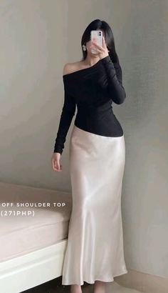 Formal Long Skirt Outfit Classy, Rich Aunt Outfit Ideas, Fashion Inspo Outfits Modest, Sweaters And Long Skirts, Maxi Skirt Outfit Formal, Natural Essence Outfits, Taupe Skirt Outfit, Hourglass Outfits Aesthetic, Shirt And Long Skirt Outfit