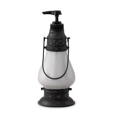 a black and white soap dispenser on a white background with clippings