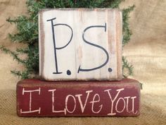 Rustic Valentine Decor, Wood Block Crafts