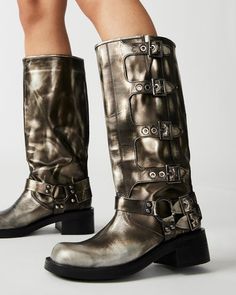 ROCKY SILVER DISTRESSED Rocky Boots, Madden Boots, Football Game Outfit, Engineer Boots, Steve Madden Store, High Top Boots, An Engineer, Apparel Merchandising, Knee Boot