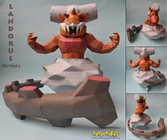 an origami paper model of a cartoon character