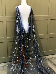 Navy Blue Sparkly Celestial Draped Wedding Cape Veil With | Etsy Wedding Cape Veil, Celestial Wedding Theme, Cape Veil, Draping Wedding, Galaxy Wedding, Starry Night Wedding, Shoulder Cape, Celestial Wedding, Shrugs And Boleros