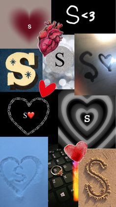 the collage is made up of many different images and words, including letters that spell out s - 3