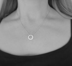 "This small sterling silver washer pendant looks great on its own or layered with other necklaces. It has been hammered to create a modern design. It hangs on a sterling silver extendable link chain 18-20\"/45-50cm Pendant size: 1.4 cm (0.5\") in diameter. The necklace will come in a beautiful gift box." Dangle Necklaces, Hammered Sterling Silver, Circle Necklace, Beautiful Gift Boxes, Silver Pendant Necklace, Jewelry Gift Box, Sterling Silver Necklace, Necklace Silver, Sterling Silver Pendant