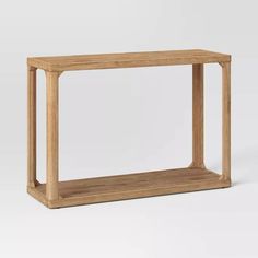 a wooden shelf with one section cut out