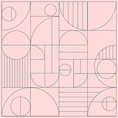 an abstract geometric design with lines and circles in pink tones on a light pink background