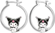 two pairs of hoop earrings with an image of a cat on the front and back