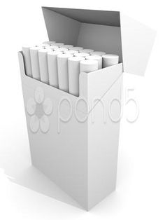 an open white box filled with rolls of toilet paper on top of a white background