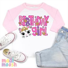 Show off your little ghoul's birthday in style with our Birthday Ghoul Halloween Shirt! This versatile tee is perfect for any Halloween birthday celebration and can be customized with any age. Give your little one a fun and festive birthday look with this Girls Halloween Birthday Tee. Welcome to Madi Moosh Our goal, as always, is to supply high-quality kids and adult clothing for all occasions. All Tees are 100% cotton and printed on Bella Canvas brand shirts. Raglan tees are printed on Laughing Cat Birthday Shirt, Kitten Shirt, Birthday Look, Birthday Princess, Our Birthday, Girls Halloween, Birthday Tee, Brand Shirts, Cat Birthday