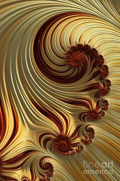 an abstract golden background with swirls and spirals on it's sides, as well as the bottom part of the image