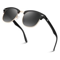 PRICES MAY VARY. 😎Perfect Mix of Casual and Classy▶LINVO Classic sunglasses are designed with a bold browline on the upper frame, which is contrasted by a sleek bottom structure made of thin metal. The lenses are characteristically held in place by the metal frame and are of a rounded square shape. It is made from thick solid acetate that is also used on the temples. All the materials are perfect for accessorizing your attire with a unique appeal and a comfortable feel for long days in the sunl Browline Sunglasses, Retro Shades, Weekend Escape, Rounded Square, Classic Sunglasses, Rimless Sunglasses, Business Meeting, Sunglasses For Men, Polarized Lenses