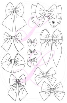 an image of different bows on a white background