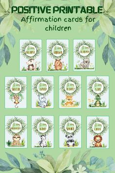 a poster with animals and plants on it for children's learning to read the words positive