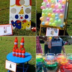 there are many different pictures of children playing in the park and having fun with their toys