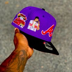 Atlanta Braves Brrrlanta Custom Snapback 2tone Red Uv Brand New Custom New Era Hats, Dope Hats, Purple Hat, Custom Caps, New Era Hats, Purple Hats, Atlanta Braves, Color Purple, New Era