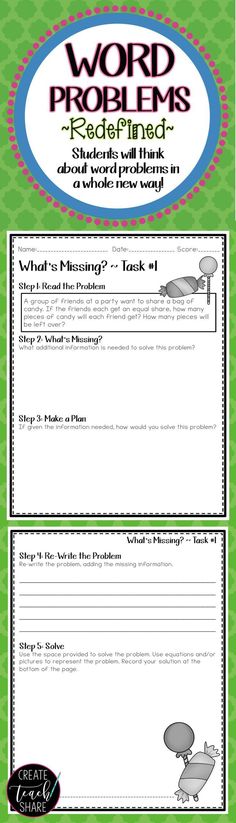 the word problems worksheet for students to practice their writing skills and read alouds