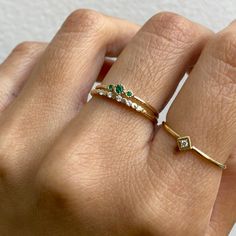 Emerald Genesis Ring January Jewelry, Gem Stone Rings, Emerald Promise Ring, Diamond Drop Necklace, Half Moon Necklace, Dot Necklace, Bezel Necklace, Braided Ring, Lace Necklace