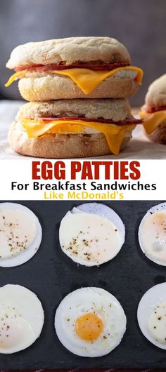 egg patties are an easy breakfast recipe for breakfast sandwiches and they're ready to be eaten