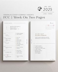 two pages with the text franklin covey contacts week on two pages written in black and white