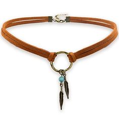 Product Description Suede Choker Necklace for Women, Native American Indian Jewelry Bohemian Feather Handmade Leather Jewelry - Complete any outfit with this unique gorgeous fashionable and trendy choker necklace. - Made from quality suede leather cord, 22mm metal ring, feather charms, and 6mm turquoise gemstone bead. - Hot handmade choker first available on . EXCLUSIVE dainty necklace for women and girls. - Choker length: 12 inches + 2.5 inch extension chain. - Pink Unicorn. MAKE YOUR OWN MAGIC Suede Choker Necklace, Handmade Leather Jewelry, Trendy Chokers, Handmade Chokers, Leather Choker Necklace, American Indian Jewelry, Costume Jewelry Necklaces, Leather Chokers, Diy Schmuck