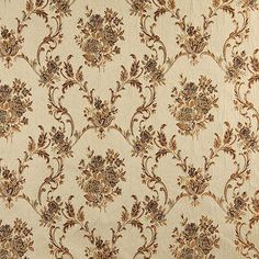 a beige and brown floral pattern on fabric