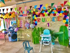 a room filled with lots of colorful decorations