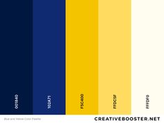 the color scheme for an art project is shown in blue, yellow and white