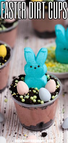 chocolate cupcakes decorated to look like easter bunnies with peeps in them