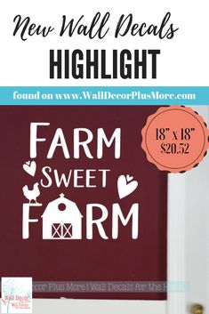 the farm sweet form decal is shown in front of a door