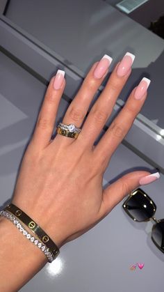 French Tip Acrylic Nails Square, French Manicure Nails, French Tip Acrylic Nails, Classy Nails, Fire Nails