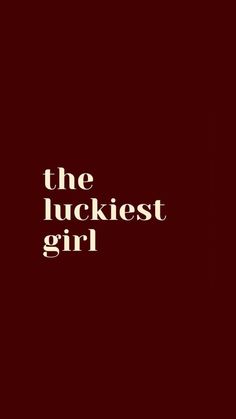 the luckiest girl logo is shown on a red background with white lettering and a black