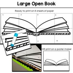 the large open book is shown with instructions to make it look like an open book