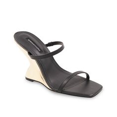 BCBGMaxazria-West Wedge Sandal Step out in statement-making style with the Bcbg Max Azria West wedge sandal. Leather upper lends a luxurious look while uniquely sculptured wedge heel accentuates the appeal of this slide silhouette. Wedge Sandals, Bcbg Max Azria, Black Wedge Sandals, Max Azria, Wedge Sandal, Shop Sandals, Wedge Heels, Open Toe, Leather Upper