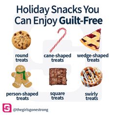 the holiday snacks you can enjoy guilt - free are on display in this advert