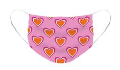 Pink & Orange Hearts Face Mask. Available in flat or pleated style - one size fits most. #facemask #mask #hearts #heartfacemask