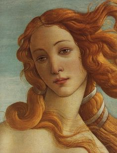 a painting of a woman with long red hair