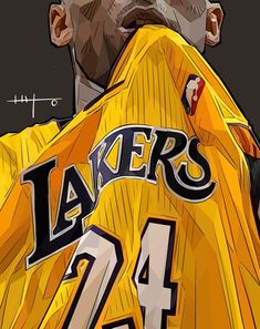 a drawing of a man wearing a lakers jersey