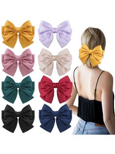 Gran lazo de satén. Dulce,Glamour,Deportivo Collar  Poliéster Liso  Embellished Hair Bows For Women, Big Hair Bows, Large Hair Bows, Hair Accessories Set, Satin Ribbon Bow, Top Hairstyles, Ribbon Hair Bows, Ribbon Hair, Velvet Bow