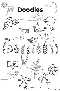 doodles are drawn in black and white with the words doodles above them