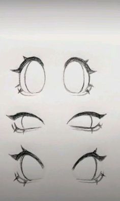 six different types of eyes drawn in pencil